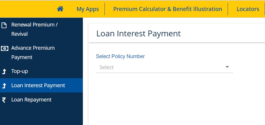lic loan interest payment online