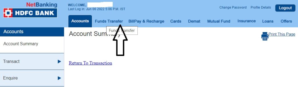 ecms account hdfc