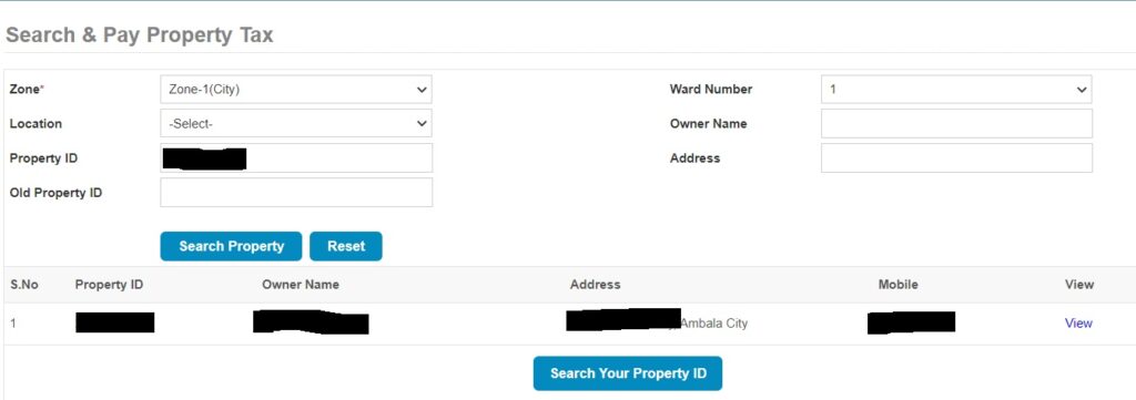 pay property tax ambala