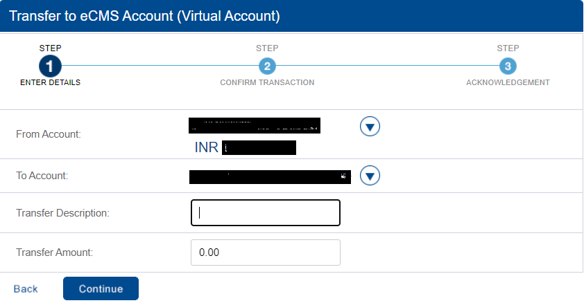 transfer to ecms account hdfc bank